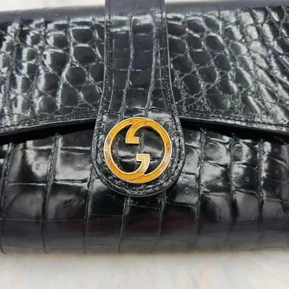 Gucc Double  G Croco Clutch - Picture 4 of 16